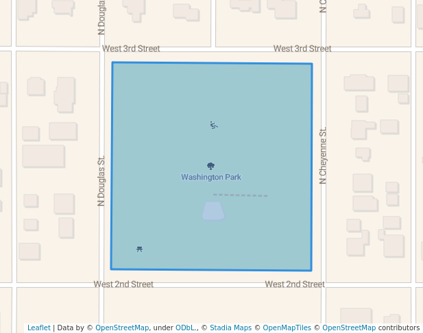 walking in Washington Park map in Powell