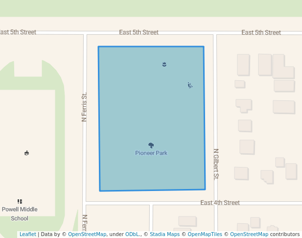walking in Pioneer Park map in Powell