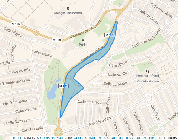 walking in Parque del Pinar map in Meco