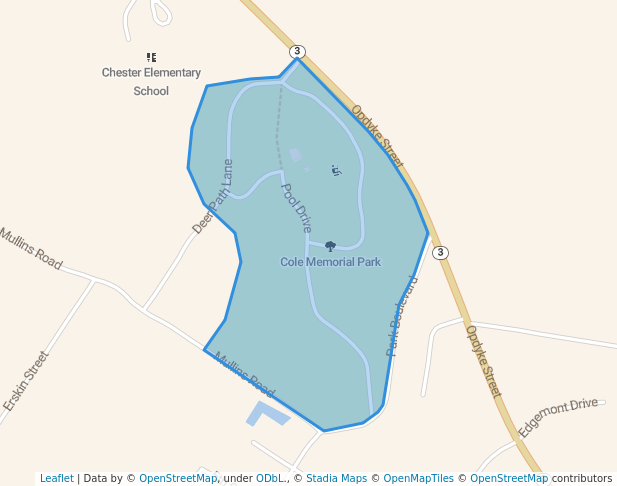 walking in Cole Memorial Park map in Chester