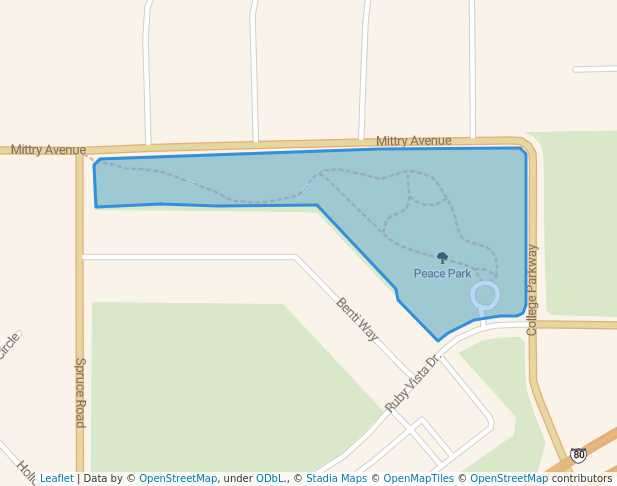 walking in Peace Park map in Elko