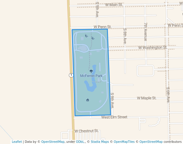 walking in McFerren Park map in Hoopeston