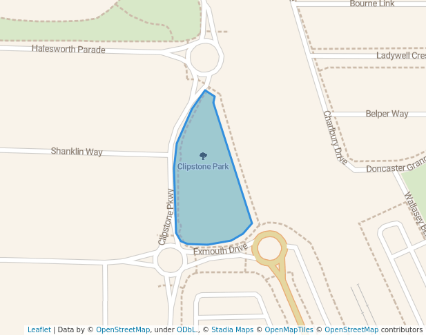 walking in Clipstone Park map in Butler