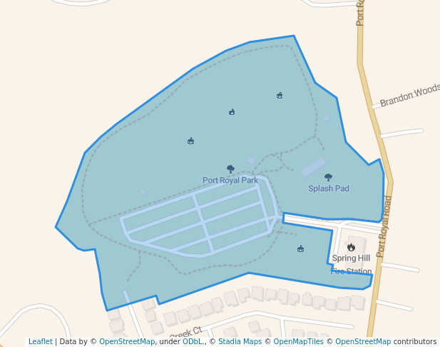 walking in Port Royal Park map in Spring Hill