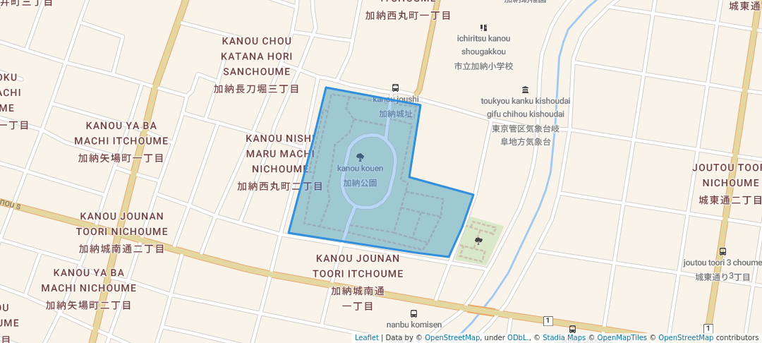 walking in 加納公園 map in Gifu