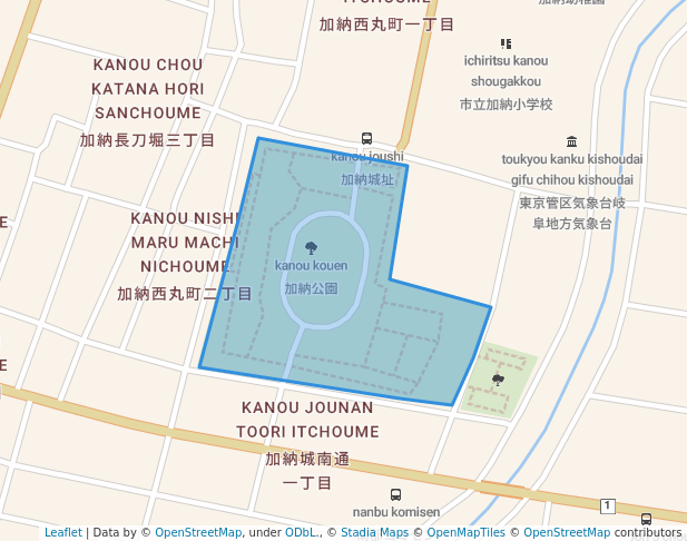 walking in 加納公園 map in Gifu