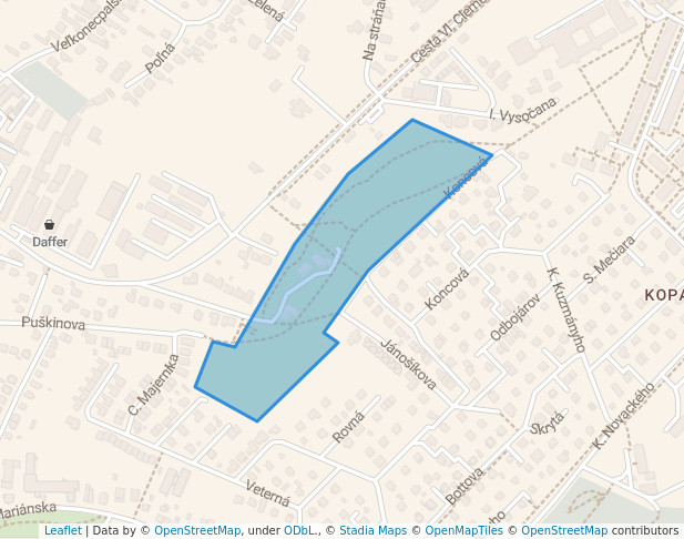 walking in Prepadliská map in Prievidza