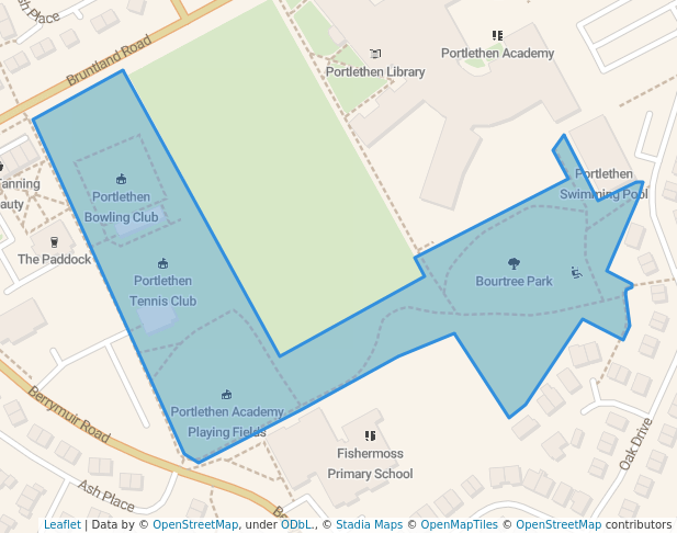 walking in Bourtree Park map in Portlethen
