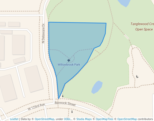 walking in Willowbrook Park map in Westminster