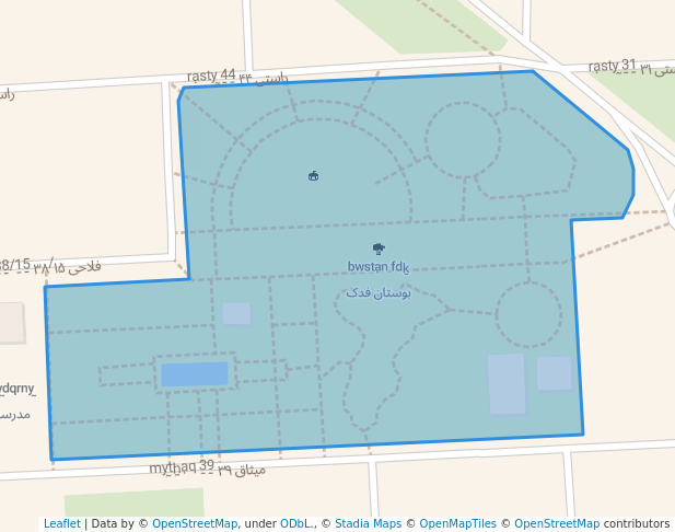 walking in بوستان فدک map in Mashhad