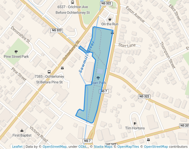 walking in Starr Park map in Dartmouth