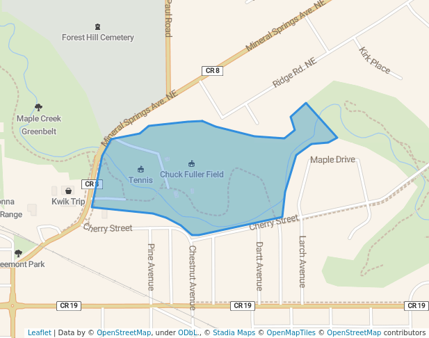 walking in Dartts Park map in Owatonna