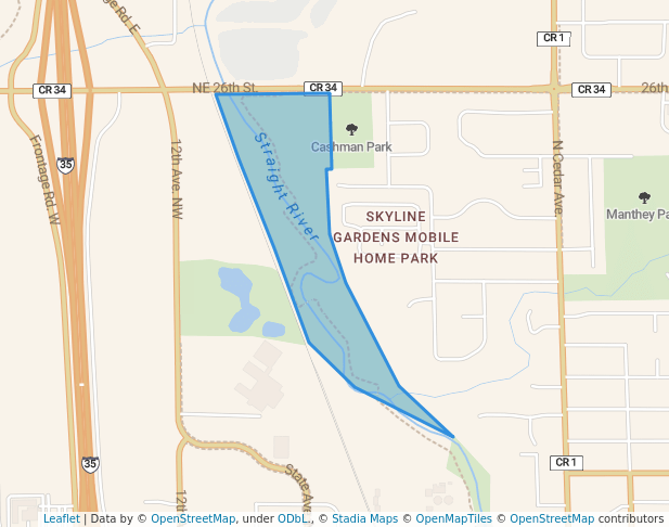 walking in North Straight River Parkway map in Owatonna