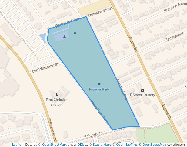 walking in Frenger Park map in Las Cruces