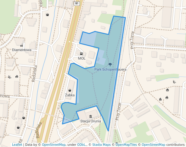 walking in Park Schopenhauera map in Gdańsk