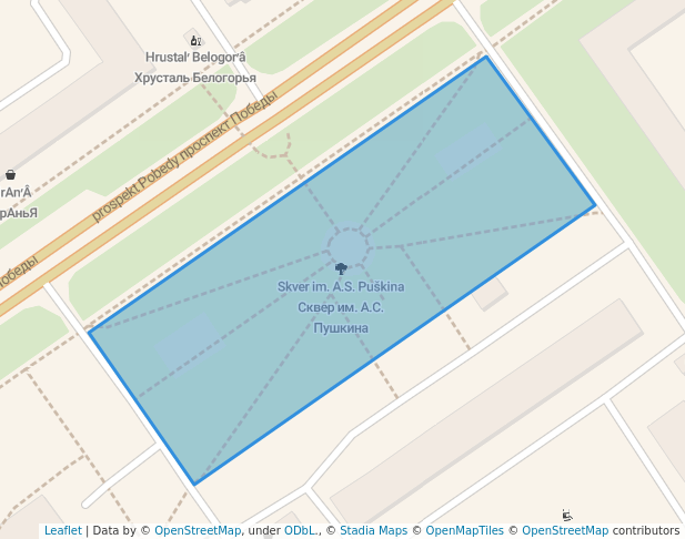 walking in Сквер им. А.С. Пушкина map in Stary Oskol