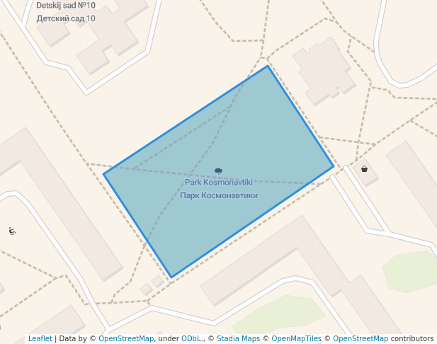 walking in Парк Космонавтики map in Stary Oskol