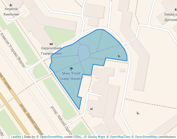 walking in Сквер "Финист" map in Stary Oskol