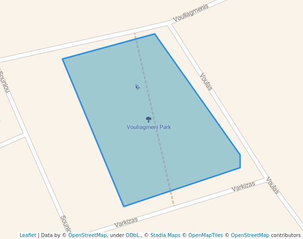 walking in Vouliagmeni Park map in Larnaca