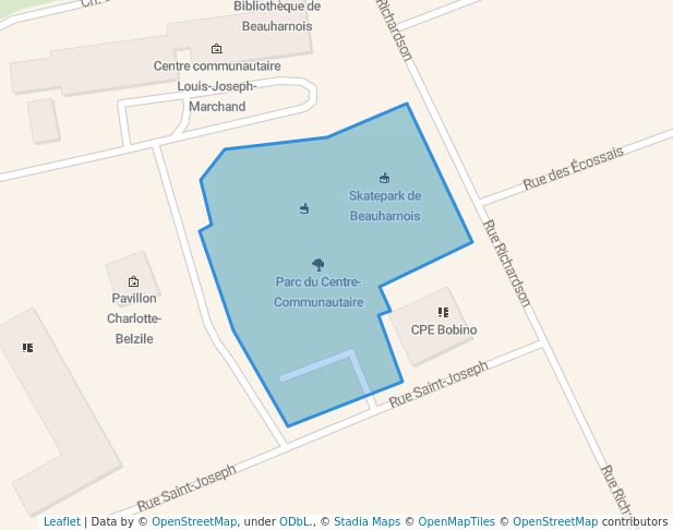 walking in Parc du Centre-Communautaire map in Beauharnois