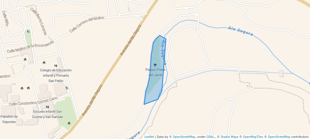 walking in Parque "Presa del Jarral" map in Abarán