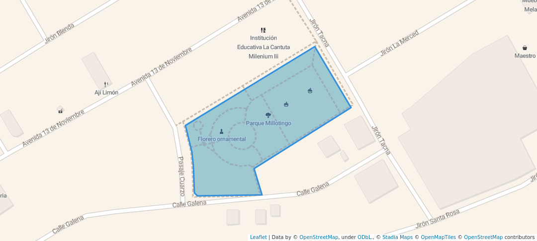 walking in Parque Millotingo map in Huancayo