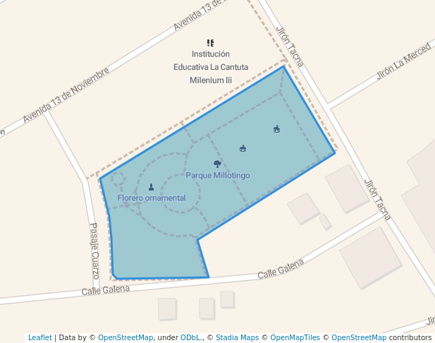 walking in Parque Millotingo map in Huancayo