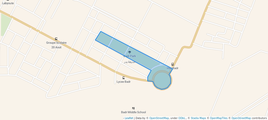 walking in Badr Park map in Khouribga