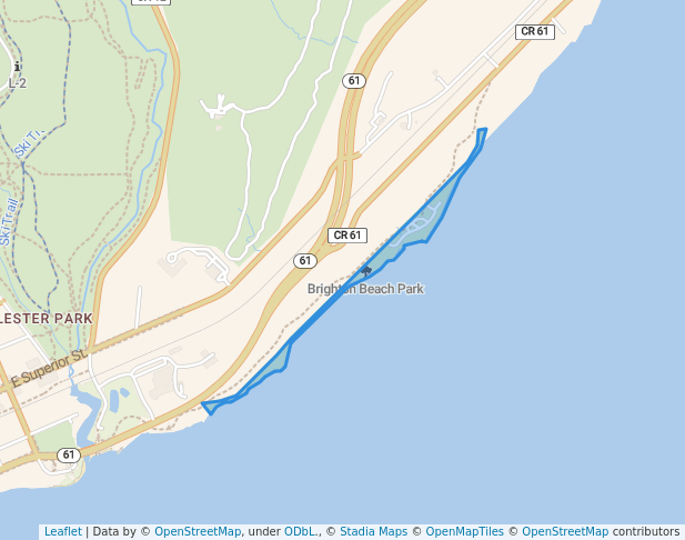 walking in Brighten Beach Park map in Duluth