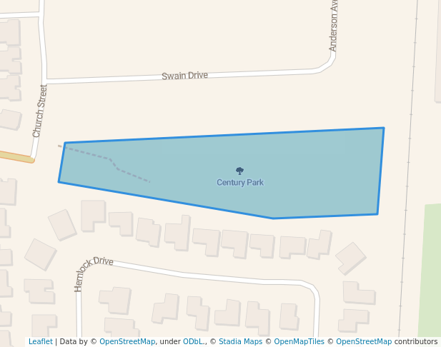 walking in Century Park map in Lodi