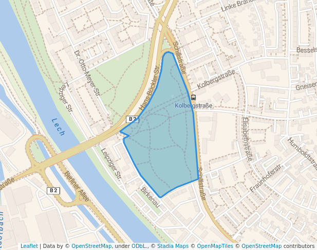 walking in Griesle map in Augsburg