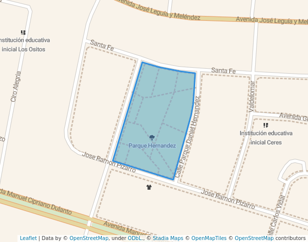 walking in Parque Hernandez map in Pueblo Libre