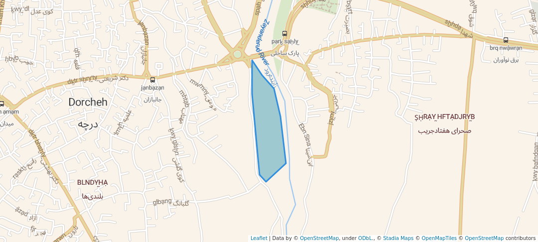 walking in پارک زاینده‌رود درچه map in Dorcheh