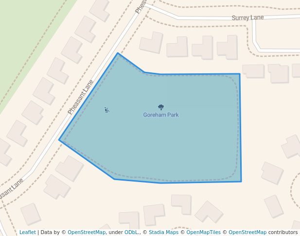 walking in Goreham Park map in Homer Glen