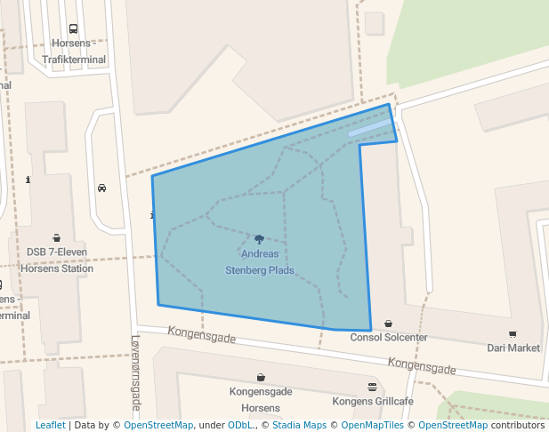 walking in Andreas Stenberg Plads map in Horsens