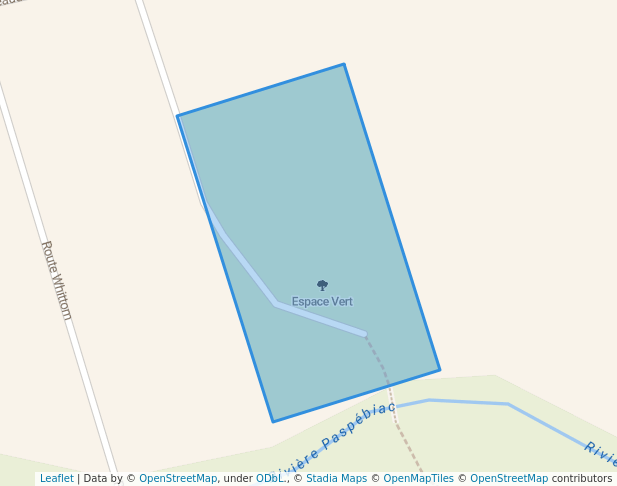 walking in Espace Vert map in Paspébiac