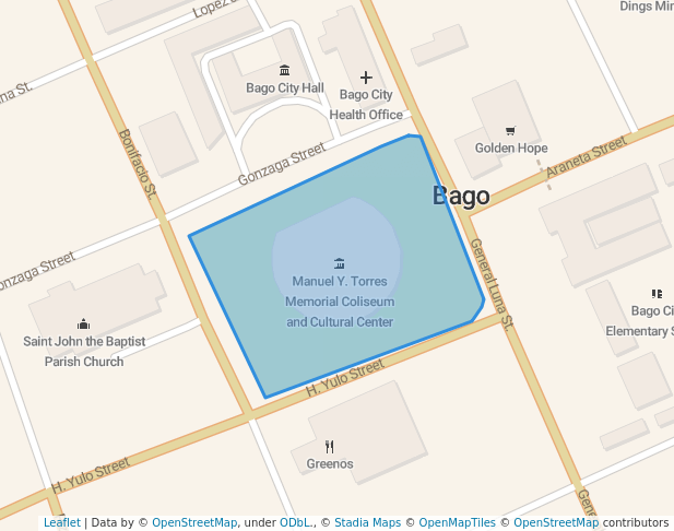 walking in Bago City Public Plaza map in Bago City
