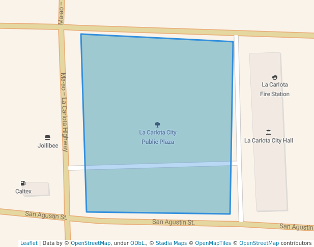 walking in La Carlota City Public Plaza map in La Carlota City