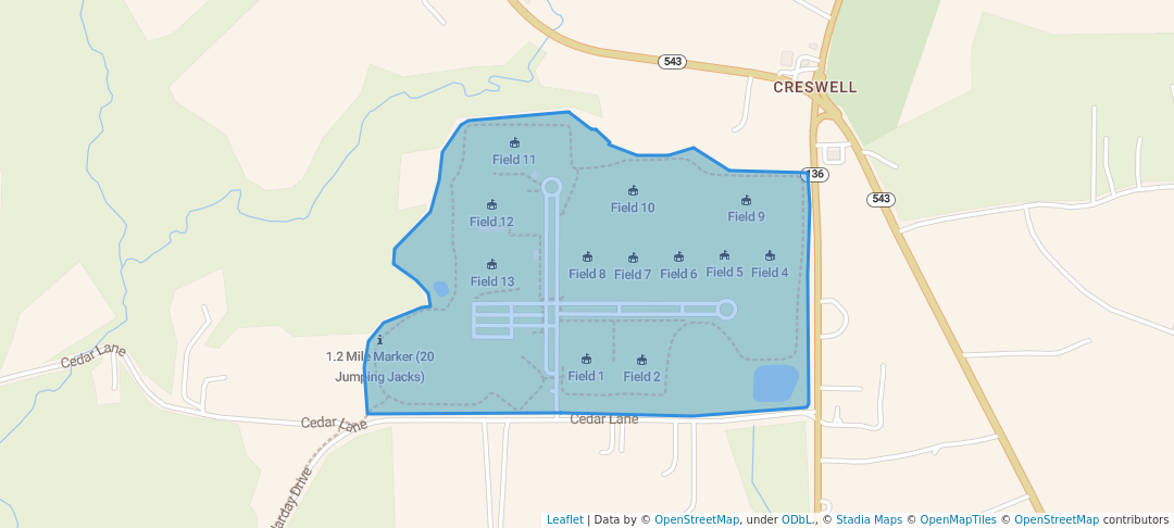 walking in Cedar Lane Regional Park map in Bel Air