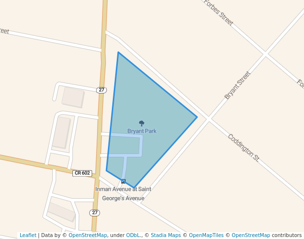 walking in Bryant Park map in Rahway