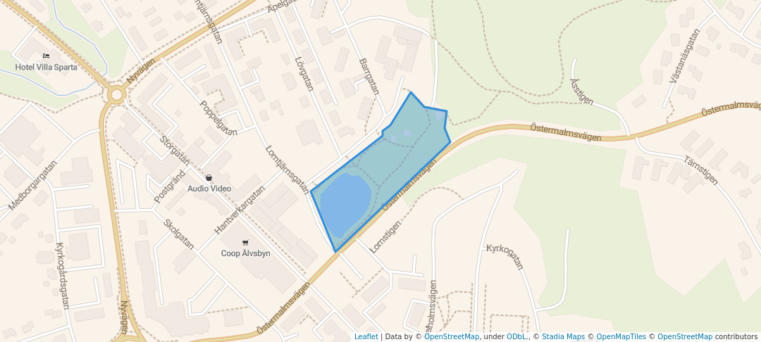 walking in Lomtjärnsparken map in Älvsbyn