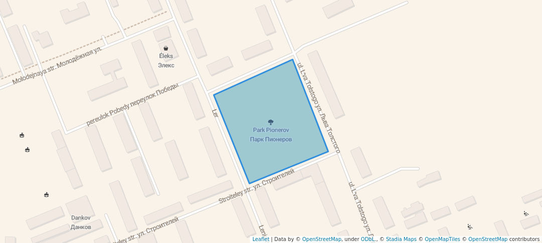 walking in Парк Пионеров map in Dankov