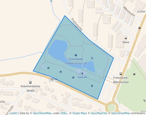 walking in Freizeitpark "Villeneuve sur Lot" map in Neustadt bei Coburg