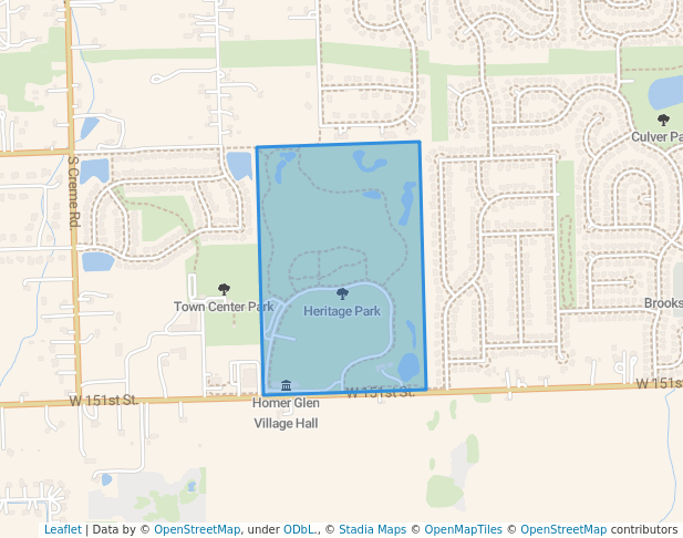 walking in Heritage Park map in Homer Glen