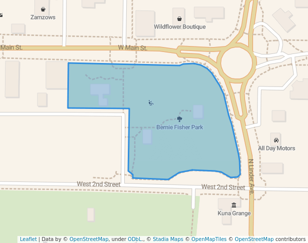 walking in Bernie Fisher Park map in Kuna