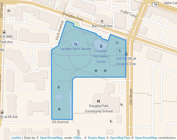 walking in Douglas Park map in Langley