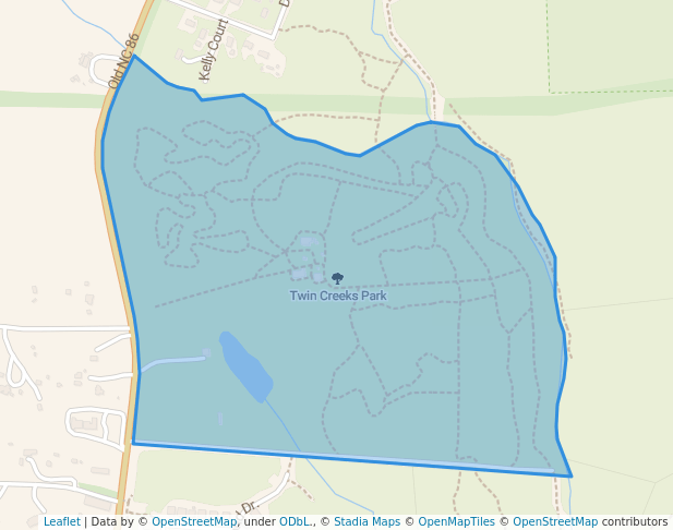 walking in Twin Creeks Park map in Chapel Hill