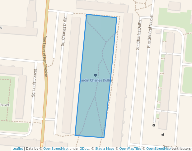 walking in Jardin Charles Dullin map in Rennes