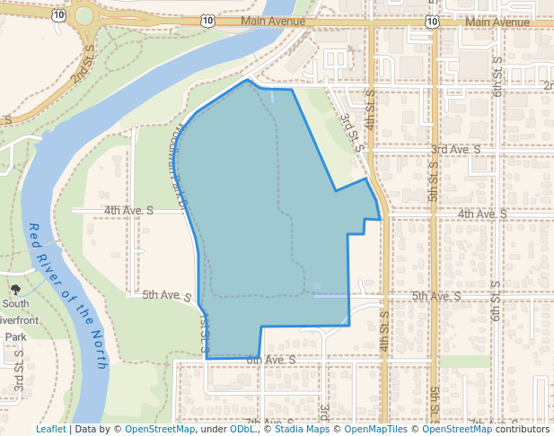 walking in Woodlawn Park map in Moorhead
