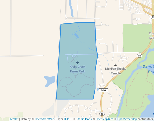 walking in Kress Creek Farms Park map in West Chicago